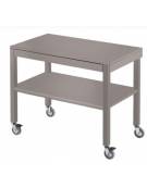 Carrello in legno massello 2 piani con portapiatti estraibile - laccatura opaca colore Grigio Granito - cm 100x56x84h