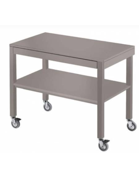 Carrello in legno massello 2 piani con portapiatti estraibile - laccatura opaca colore Grigio Granito - cm 100x56x84h