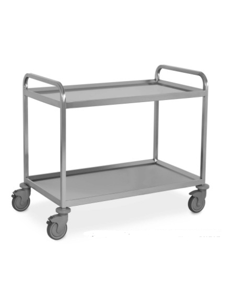 Carrello inox per trasporto pesante - 2 piani lisci-cm 108x61x93