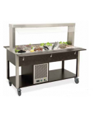 Buffet refrigerato 2x1/1 GN con parafiato fisso - colore Wengè - lampade a LED - cm 80x68x144h