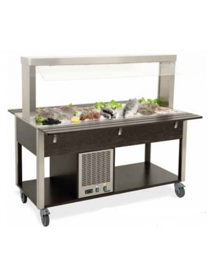 Buffet refrigerato 3x1/1 GN con parafiato fisso - colore RAL a scelta - illuminazione a LED - cm 113x68x144h