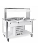 Buffet termico 4xGN1/1 colore RAL a scelta, con parafiato fisso - illuminazione a LED - cm 161x68x144h