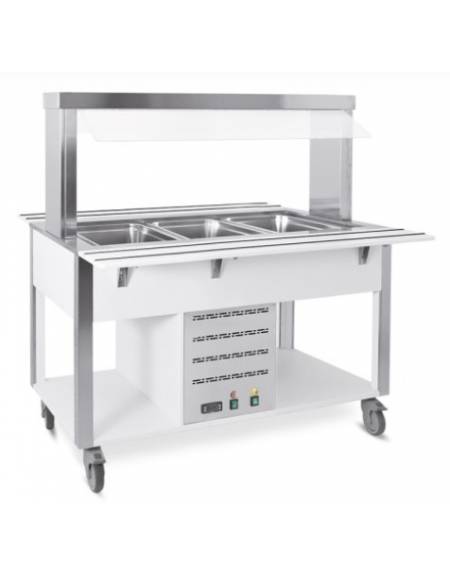 Buffet termico 5xGN1/1 colore RAL a scelta, con parafiato fisso - illuminazione a LED - cm 193x68x144h