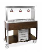 Carrello buffet termico 3xGN1/1 colore Wengè - parafiato fisso e lampade a infrarossi - cm 113x68x144h