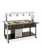 Carrello buffet termico 4xGN1/1 colore Wengè - parafiato fisso e lampade a infrarossi - cm 161x68x144h