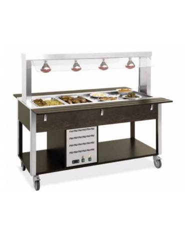 Carrello buffet termico 5xGN1/1 colore RAL a scelta - parafiato fisso e lampade a infrarossi - cm 193x68x144h