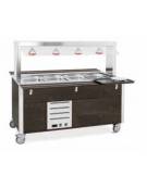 Carrello buffet termico armadiato 2xGN1/1 colore RAL a scelta - parafiato fisso e lampade a infrarossi - cm 80x68x144h