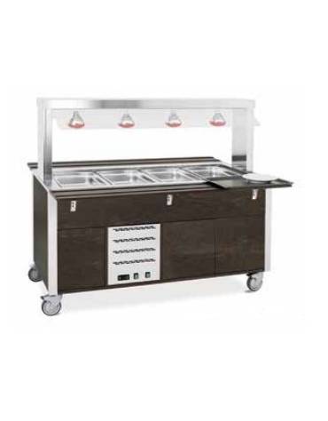 Carrello buffet termico armadiato 2xGN1/1 colore RAL a scelta - parafiato fisso e lampade a infrarossi - cm 80x68x144h