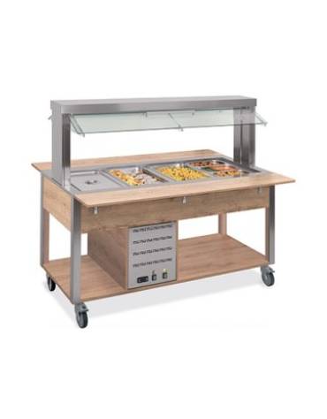 Carrello buffet termico 2xGN1/1 colore RAL a scelta, con parafiato mobile - illuminazione a LED - cm 80x68x144h