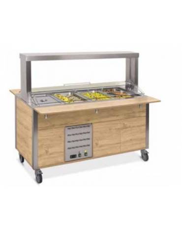 Carrello buffet termico armadiato 2xGN1/1 - colore RAL a scelta - con parafiato mobile e LED - cm 80x68x144h