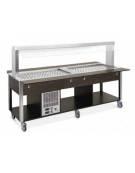 Carrello buffet misto freddo/caldo, parafiato fisso - 4 vani GN1/1 (2 caldi + 2 freddi) - colore Wengè - cm 161x68x144h