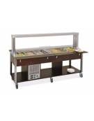 Carrello buffet misti freddo/caldo 4xGN1/1 (2 caldi + 2 freddi) con parafiato mobile - colore Wengè - cm 161x68x144h