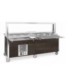 Carrello buffet armadiato misto freddo/caldo, parafiato mobile - 4xGN1/1 (2 caldi + 2 freddi) - colore Wengè - cm 161x68x144h