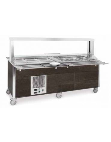 Carrello buffet armadiato misto freddo/caldo, parafiato mobile - 4xGN1/1 (2 caldi + 2 freddi) - colore Wengè - cm 161x68x144h