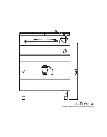 PENTOLA GAS A RISCALDAMENTO INDIRETTO CAPACITA' LT 50 - CM 80x71,4x90h