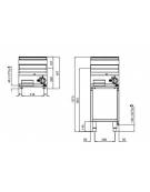 Fry top a gas singolo da banco - Piastra Liscia in acciaio satinato - cm 40x70x29h