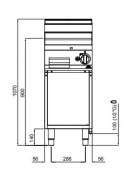 Fry top a gas singolo su mobile aperto- Piastra Liscia in acciaio satinato - cm 40x71,4x90