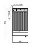 Fry top a gas singolo da banco - Piastra rigata in acciaio satinato - cm 40x70x29h