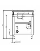 Brasiera a gas ribaltabile manualmente Lt. 60- Vasca e fondo inox AISI 304 - cm 80x71,4x90h