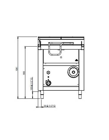 Brasiera a gas ribaltabile manualmente Lt. 60- Vasca e fondo inox AISI 304 - cm 80x71,4x90h