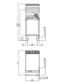 Fry top a gas singolo su mobile a giorno - Piastra Liscia in Compound - cm 40x71,4x90h