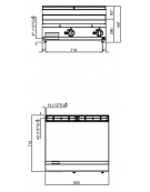 Fry top a gas doppia da banco - Piastra Liscia in acciaio satinato - cm 80x71,4x29h