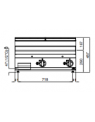 Fry top a gas doppia da banco - Piastra Rigata in acciaio satinato - cm 80x71,4x29h