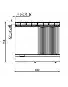 Fry top a gas doppia da banco - Piastra 1/2 Liscia e 1/2 Rigata in acciaio satinato - cm 80x71,4x29h