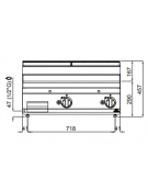 Fry top a gas doppia da banco - Piastra Liscia in Compound - cm 80x71,4x29h