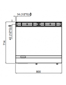 Fry top a gas doppia da banco - Piastra Liscia in Compound - cm 80x71,4x29h