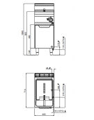 Friggitrice a gas 1 Vasca pulita da lt. 18 - Bruciatori fuori vasca - SISTEMA A VASCA PULITA - cm 40x71,4x90h