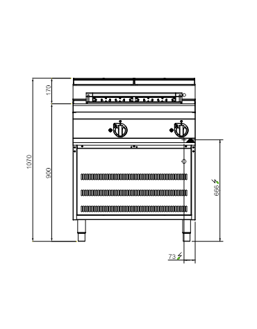 Griglia elettrica doppia su vano aperto trifase - potenza 8,16 kw - cm 80x71.4x90h