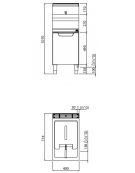 Friggitrice professionale a gas su mobile 1 Vasca da lt. 20 - Accensione piezoelettrica - cm 40x71,4x90h