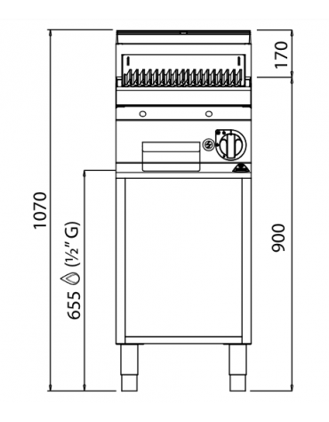 GRIGLIA PIETRALAVICA A GAS SU MOBILE 40x71.4x90 cm CON REG GRIGLIA