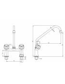 Biforo a lavello con raccordi, canna a "C" Ø mm 18 , maniglia Elena - mm 250x315h