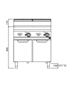 Cuocipasta a gas 2 Vasche Lt. 30+30 in acciaio inox AISI 316 - potenza kw 20 - cm 80x71,4x85/90h