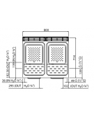 Cuocipasta a gas 2 Vasche Lt. 30+30 in acciaio inox AISI 316 - potenza kw 20 - cm 80x71,4x85/90h