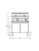 Friggitrice elettrica 2 Vasche stampate lt. 18+18 - Comandi elettronici - cm 80x70x90h