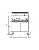 Friggitrice elettrica 2 Vasche stampate lt. 18+18 - Comandi elettronici - cm 80x70x90h