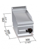 FRY TOP A GAS RIGATO DA BANCO - POTENZA 4 KW - MISURE 30x60x29H