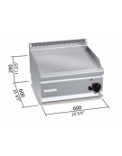 FRY TOP A GAS LISCIO DA BANCO - POTENZA 8 KW - CM 60x60x29H