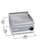 FRY TOP A GAS MISTO 1/2 LISCIO 1/2 RIGATO DA BANCO - POTENZA 8 KW - CM 60x60x29H