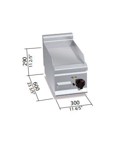 FRY TOP ELETTRICO PIASTRA LISCIA DA BANCO - kW 4 - SINGOLO MISURE 30x60x29H