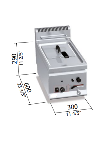 Friggitrice a gas da banco 1 Vasca Lt. 8 professionale singola  - potenza 6,6 kW - cm 30x60x29h