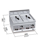 Friggitrice a gas 2 Vasche Lt. 8+8 da appoggio - cm. 60x60x29h