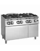 Cucina 6 Fuochi a gas MEDIA POTENZA con forno a gas GN 1/1 - cm 120x90x85/90h