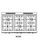 Cucina 6 Fuochi a gas MEDIA POTENZA con forno a gas MAXI - cm 120x90x85/90h