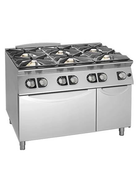 Cucina 6 Fuochi a gas MEDIA POTENZA con forno a gas MAXI - cm 120x90x85/90h