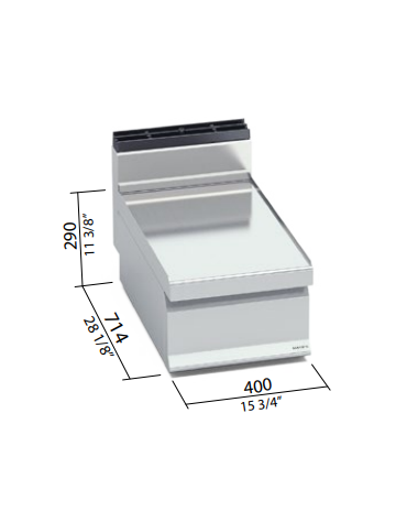 Elemento neutro da banco con cassetto estraibile in acciaio INOX AISI 304 - cm 40x71,4x29h