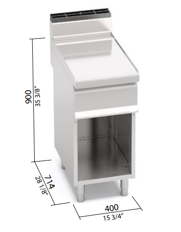 Elemento neutro su vano aperto con cassetto estraibile - cm 40x71,4x90h